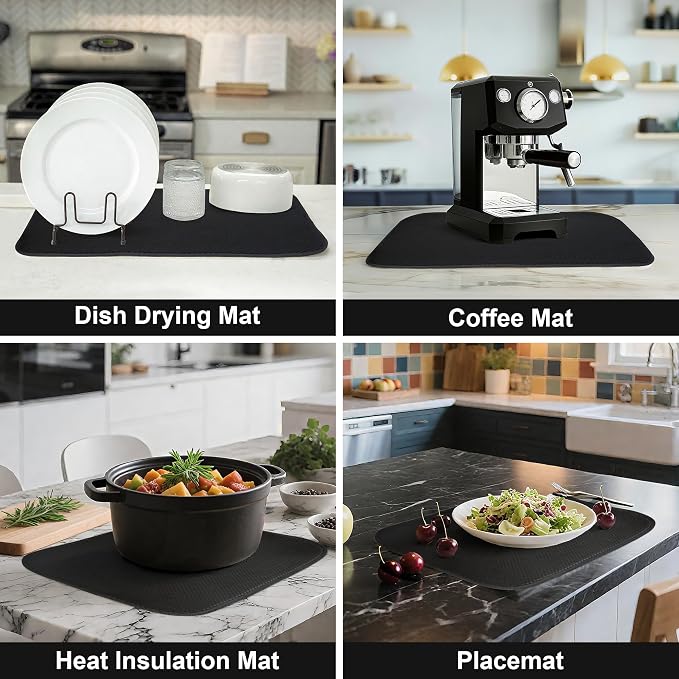 2-Pack Black Dish Drying Mats 20" x 15" – XL Dish Drying Mats - Image 5