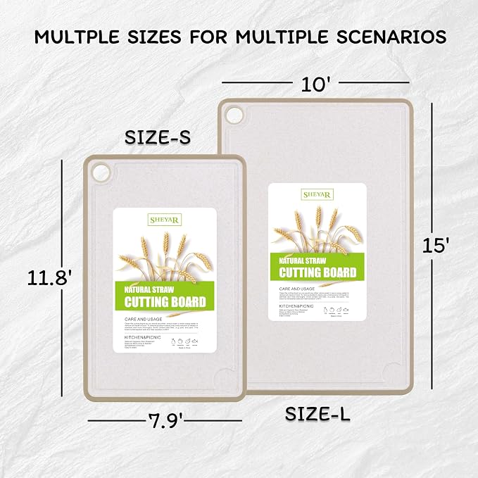 Cutting Board for Kitchen, Wheat Straw Fiber Cutting Board, Dish Washer Safe - Image 3