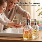 17oz Glass Soap Dispenser with Plastic Pump, 2 Pack Refillable Kitchen Soap - Image 3