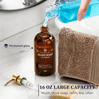 Amber Glass Soap Dispenser Set of 2, 16oz Hand and Dish Soap Dispenser - Image 5