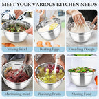 TeamFar Mixing Bowls Set of 6, Stainless Steel Nesting Mixing Salad Bowl - Image 6