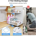Under Sink Organizer, 2 Tier Pull Out Under Cabinet Organizer Shelf - Image 5