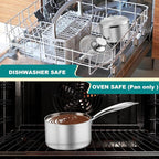 P&P CHEF 1 Quart Tri-Ply Stockpot and Saucepan, Stainless Steel Sauce Pan - Image 7