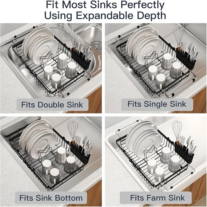 MAJALiS Expandable Stainless Steel Over The Sink Dish Drying Rack - Image 4