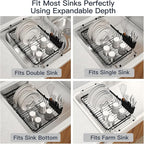 MAJALiS Expandable Stainless Steel Over The Sink Dish Drying Rack - Image 4