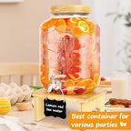 2 Gallon Drink Dispenser with Stand，Glass Beverage Dispenser With Wood Stand - Image 2