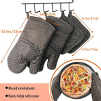 4 Pcs Oven Mitts and Pot Holders, 500°F High Heat Resistant Kitchen Oven Mitts - Image 2