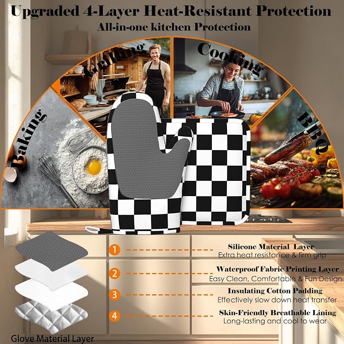 Checkerboard Oven Mitt and Pot Holder - Image 4