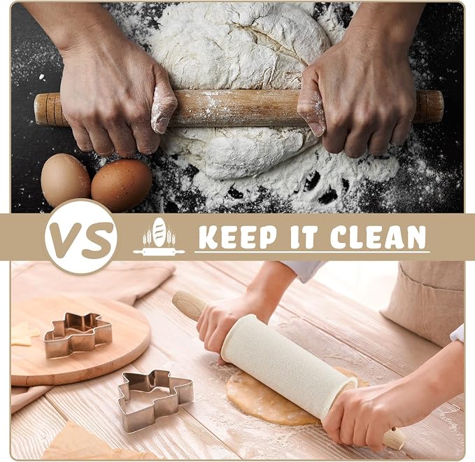 Patelai Set of 4 Rolling Pin Covers 14.96 x 1.97 Inch Cotton White Rolling Pin - Image 5