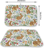 Spring Dish Drying Mat 18x24 Inch Easter Rabbit Bunny Floral Drying Mat Sage - Image 2