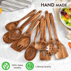 Wooden Spoons for Cooking, Comfortable Grip Wooden Utensil Set for Nonstick - Image 6