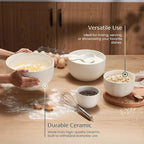 KooK Ceramic Mixing Bowls, Nesting Set of 4, Embossed Kitchen Dishware - Image 3