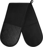AUAUY Black Double Oven Mitts, 250°C/482°F Heat Resistant BBQ Mittens by AUAUY