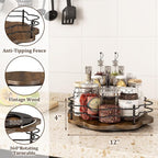 12" Lazy Susan Turntable Organizer, Round Wooden Lazy Susan Organization and - Image 3