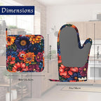 Colourful Flowers Potholders & Oven Mitts Sets Spring Floral Silicone Heat - Image 2
