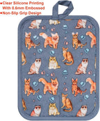Pot Holders Set of 2 Heat Resistant 480 ℉Non Slip Clear Silicone Printed - Image 4