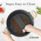 CAROTE Nonstick Stock Pot with Lid Soup Pot, 6 Quart Casserole with Lid - Image 6