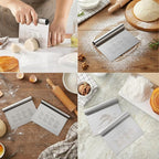 BOORIKA Dough Scraper & Bench Scraper Kitchen – Stainless Steel Sourdough Tools - Image 3
