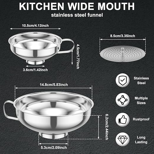 12 Piece Stainless Steel Canning Funnel Set - Image 2