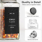 EDELHAUS Glass Spice Jars with Label and Black Lids Spice Containers with 240 - Image 9