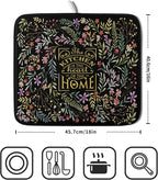 Absorbent Dish Drying Mat Colorful Flowers Microfiber Pad - Image 2