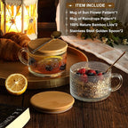 Vintage Coffee Mugs, Overnight Oats Containers - 14oz Clear Embossed Glass Cups - Image 2