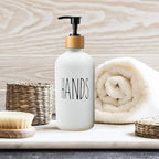 Sunrise Premium 16 OZ Thick White & Black Glass Soap Dispenser, Bamboo Pump - Image 6