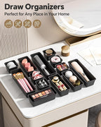 Canfanni 13 Pack Plastic Drawer Organizers Set, 3 Sizes Desk Drawer Organizer - Image 6