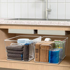 Tiawudi Set of 10 Clear Plastic Storage Bins, 4 Large and 6 Small Stackable - Image 7