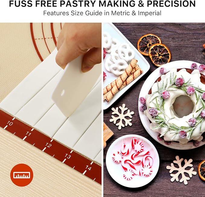 2 Pack Non Stick 26''x16'' Extra Large Thick Silicone Pastry Mat and 16''x11'' - Image 9