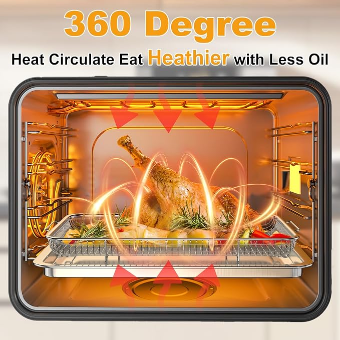 2 Pack Air Fryer Basket for Oven, Large Air Fryer Basket and Tray Stainless - Image 3