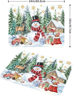 Christmas Kitchen Drying Mat 18 x 24 Inch Xmas Snowman Drying Pad Snowflake and - Image 2