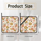 Retro Boho Groovy Flower Pot Holder Set of 2, Heat Resistant Potholders Oven - Image 2