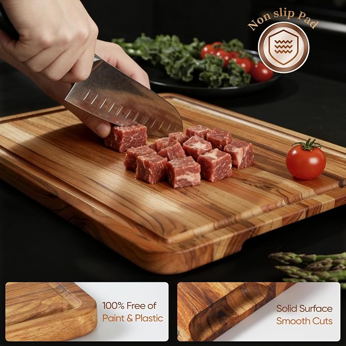 XXLarge Teak Cutting Board Non Toxic Wood Chopping Board Wooden Bamboo - Image 3