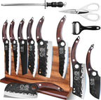 XYJ Authentic Since 1986, Knife Block Set, High Carbon Steel Forged Blades by XYJ