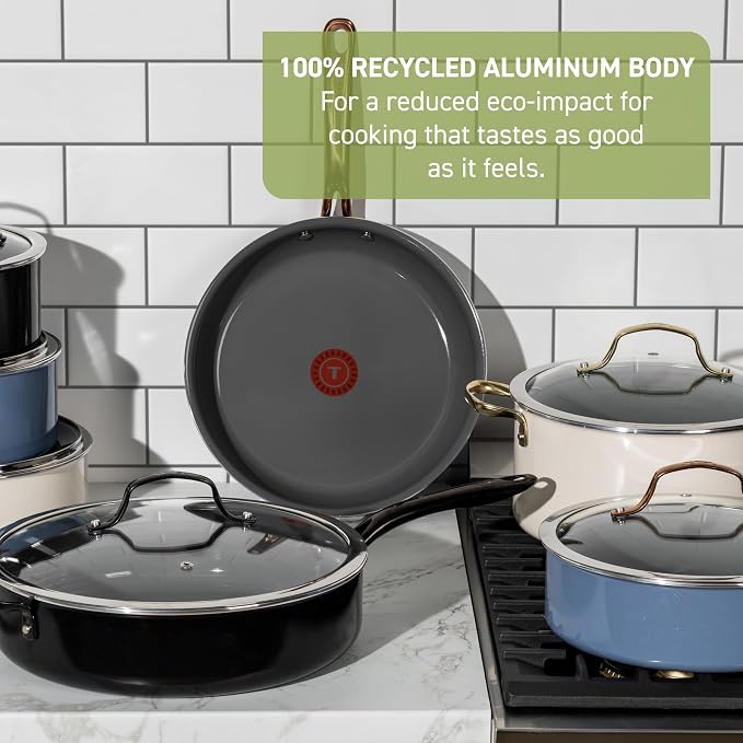 T-Fal Preserve Ceramic Nonstick Frying Pan 2-Pc Set, 8.5" & 11", Oven Broiler - Image 2