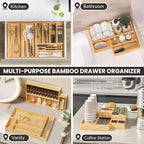 Kitchen Drawer Organizer Bins, Stackable Bamboo Drawer Organizer - Image 5