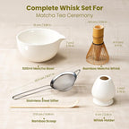 Matcha Whisk Set, Ceramic Bowl Matcha Kit & Handcrafted Bamboo Chasen, Complete - Image 2