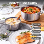 Ammeloo Hybrid Stainless Steel Cookware Set, 17-Piece Tri-Ply Pots and Pans Set - Image 8