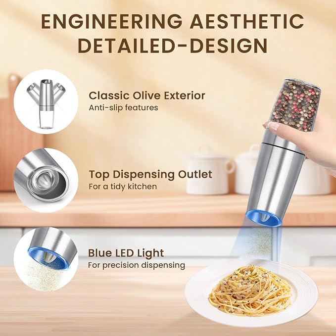 Gravity Electric Salt And Pepper Grinder, Automatic Salt And Pepper Grinder - Image 4