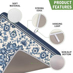 Blue Floral Dish Drying Mat for Kitchen Counter Vintage Flower Pattern - Image 3