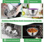P&P CHEF Mixing Bowls with Airtight Lids Set of 5, 10-Piece Stainless Steel - Image 6