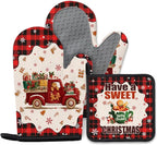 Christmas Gingerbread Oven Mitts Set of 3, Gingerbread Man Heat Resistant by Unknown