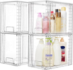 Vtopmart 4 Pack Clear Stackable Storage Drawers, 9.7" High Plastic Organizers - Image 4