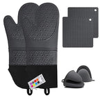 Silicone Oven Mitts and Pot Holders Sets, MTZRFLL Extra Long Heat Resistant by MTZRFLL
