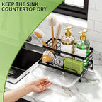 Cisily Black Sponge Holder for Kitchen, Sink Caddy Sink Organizer Rack for - Image 4