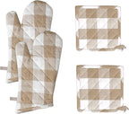 Native Fab Buffalo Plaid Check Oven Mitts and Pot Holders Set of 4, 100% Cotton by NativeFab