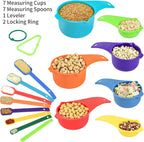 Measuring Cups and Spoons Set, Plastic Measuring Cup Set 15, Mixing Color Dry - Image 3