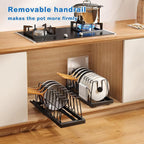 Mustorn Pots and Pans Organizer Under Cabinet, 21.6" Deep Pull Out Pot Lid - Image 3
