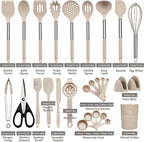 QMVESS Silicone Cooking Utensils Set, 446°F Heat Resistant Spatula, Spoons Set - Image 3
